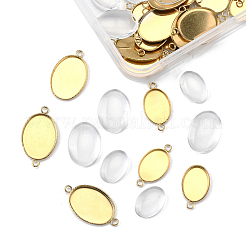 DIY Oval 304 Stainless Steel Cabochon Connector & Pendant Making Kits&nbsp;DIY-FS0008-31