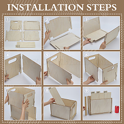Wooden Storage Boxes with Hole Handles for Music Records&nbsp;ODIS-WH0080-09A
