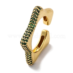 Rack Plating Star Brass Cubic Zirconia Open Cuff Rings for Women&nbsp;RJEW-S242-02G-A