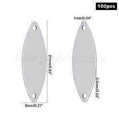 304ステンレススチールリンクコネクター  馬の目  ステンレス鋼色  21x8x0.6mm  穴：1mm  100個/箱&nbsp;STAS-UN0007-79P