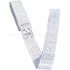 ポリエステル刺繍リボン  洋服アクセサリー  ホワイト  1-1/4インチ（33mm）&nbsp;OCOR-WH20003-72B