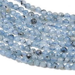 ナチュラル デビル ブルー アクアマリン ビーズ 連売り  多面カット  ラウンド  3mm  穴：0.6mm  約135個/連  15.31''（38.9センチメートル）&nbsp;GG-CBAF158-D01-06
