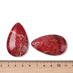 ナチュラルインペリアルジャスパーペンダント  染め  ティアドロップチャーム  ファイヤーブリック  50.5x30.5x7.5~8mm  穴：1.5mm&nbsp;G-Q171-01A-01