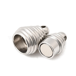 304ステンレススチール製マグネット留め具  リブ付き双円錐形  ステンレス鋼色  15x7.5mm  穴：1.2mm&nbsp;STAS-F350-04B-P