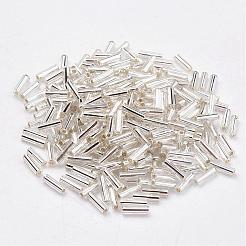 ガラス竹ビーズ  銀並ぶ  ゲインボロ  9x2mm  穴：0.5mm  約7000個/袋&nbsp;SEED-E001-9mm-21