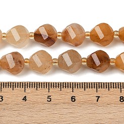 染め天然ヒスイビーズ連売り  多面カット  ツイスト  シードビーズで  砂茶色  10x9~10x9~10mm  穴：1mm  約33個/連  15.35''（39センチメートル）&nbsp;G-U023-A20-01C