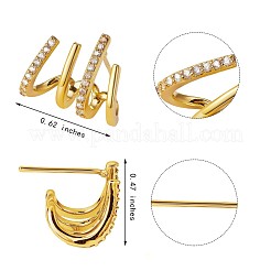 クリスタル ラインストーン クロー スタッド イヤリング  女性のための真鍮のアクセサリー  ミックスカラー  12x16mm&nbsp;JE919A