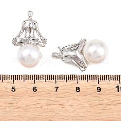 真鍮製スタンドピアス  人間  アブソリュートプラスチック模造パール  鉛フリー＆カドミウムフリー  長持ちメッキ  ラックめっき  プラチナ  27x16mm&nbsp;EJEW-G471-44P