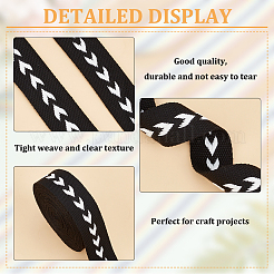 5 ヤードのポリコットン ジャカード アロー リボン  洋服アクセサリー  ブラック  1-1/2インチ（38mm）&nbsp;OCOR-WH0078-170A