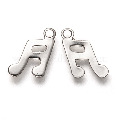 変色しない201ステンレススチールチャーム  レーザー切断  音符  ステンレス鋼色  13x7.5x0.5mm  穴：1.5mm&nbsp;STAS-C017-12P