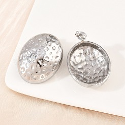 304ステンレススチールスタッドピアス  オーバル  ステンレス鋼色  28x22mm&nbsp;EJEW-G457-04A-P