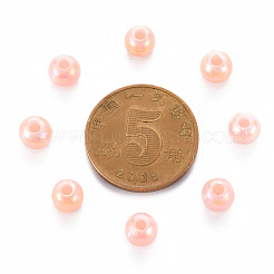 不透明なアクリルビーズ  ABカラーメッキ  ラウンド  ライトサーモン  6x5mm  穴：1.8mm  約4400個/500g&nbsp;MACR-S370-D6mm-A12