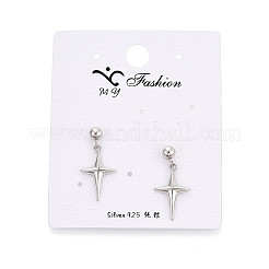 スターリングシルバーのクロスダングルスタッドピアス925個  スタンプ925個付き  プラチナ  22x11mm&nbsp;STER-N016-108P