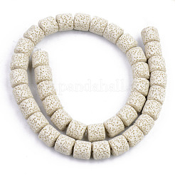 合成溶岩岩ビーズ連売り  染め  コラム  ベージュ  10x10mm  穴：2mm  約39個/連  15.35インチ（39cm）&nbsp;G-S359-171M