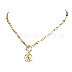 201 Stainless Steel Sun Pendant 304 Stainless Steel Cable Chain OT Necklaces for Women&nbsp;NJEW-JN05583