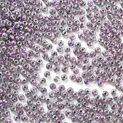 内部色ガラス種ビーズ  半分銀メッキ  ラウンド  蘭  3.5x2.5mm  穴：1mm  約11250個/ポンド&nbsp;SEED-A032-03B