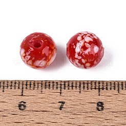手作りランプワークビーズ  斑点のある丸い  クリムゾン  9.5~10mm  穴：1.2~2mm&nbsp;LAMP-N042-03D