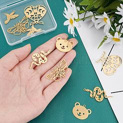 10Pcs 5 Style 201 Stainless Steel Pendants&nbsp;STAS-UN0026-79