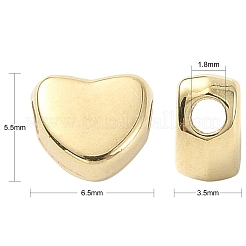 100 個 2 色 CCB プラスチックビーズ  ハート  プラチナ·ゴールデン  5.5x6.5x3.5mm  穴：1.8mm  50個/カラー&nbsp;KY-CJ0001-64