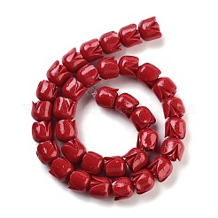合成珊瑚の花のバラのビーズ連売り  染め  レッド  10x10mm  穴：1.2mm  約35個/連  13.98''（35.5センチメートル）&nbsp;CORA-U001-01B-03