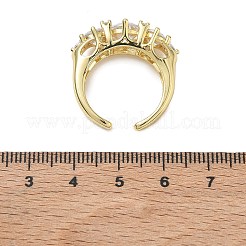 Brass Micro Pave Cubic Zirconia Cuff Open Rings for Women&nbsp;RJEW-L343-07G-02