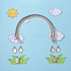 Diy20pcs無色透明ガラス拇印楕円形ネックレスキット  父の日のために  ワックスコードネックレスと合金セッティングを含む  ミックスカラー  17.8インチ〜18インチ（45.5~46cm）  2mm&nbsp;DIY-ZZ0001-02
