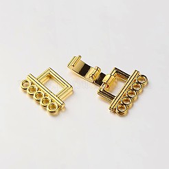 1連売り合金と真鍮製の留め金  5穴  ゴールドカラー  10mm  穴：24x16.5x5mm&nbsp;PALLOY-N0112-02G