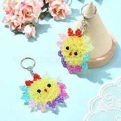 Plastic Beaded Pendant Keychain&nbsp;HJEW-CJC0009-01P