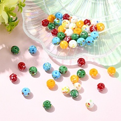 50個5色手作りランプワークビーズ  ラウンド  ミックスカラー  8mm  穴：2mm  10個/カラー&nbsp;LAMP-YW0004-35