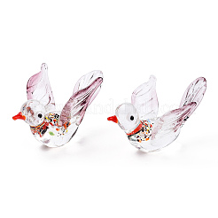 手作りランプワーク家の装飾  ギフト用の3D鳥の装飾品.  透明  66~75x47.5~51x38~44.5mm&nbsp;LAMP-T011-61
