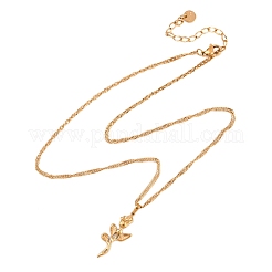 304ステンレススチール製ローズフラワーペンダントネックレス（女性用）  イオンプレーティング（ip）  18KGP本金メッキ  15.75インチ（40cm）&nbsp;NJEW-K255-52G