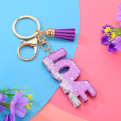Alloy & Resin Tassel Keychainss&nbsp;AJEW-TADJ0001-20G-10