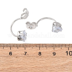 合金クリアキュービックジルコニアイヤリングナット  プラチナ  ハート  26x8x12mm  穴：1.2mm&nbsp;FIND-C082-01D-P