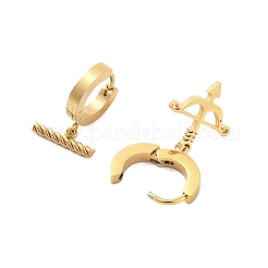 イオンプレーティング（IP）304ステンレススチールダングルフープピアス（女性用）  18KGP本金メッキ  15.5~59.5x4.5~12.5mm  4個/セット&nbsp;EJEW-A114-04G