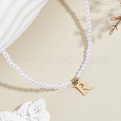 Imitation Pearl with Stainless Steel Pendants Necklaces&nbsp;NJEW-LP0001-51R-G
