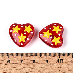 透明ガラスビーズ  スターとハート  エナメル  ゴールド  19~20x20.5x8.5~9mm  穴：1~1.2mm&nbsp;GLAA-N031-01A