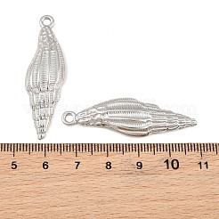 304ステンレスペンダント  巻貝の形をしたチャーム  ステンレス鋼色  43.5x13x4mm  穴：2.5mm&nbsp;SA-CBAB0EF-07P