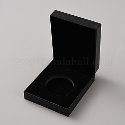 合成皮革バッジ包装箱  長方形  ブラック  8.2x7x3.05cm&nbsp;CON-WH0086-244B