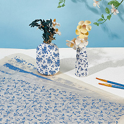 4Pcs 4 Styles Flower Pattern Paper Ceramic Decals&nbsp;DIY-GF0013-26