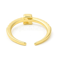 Clear Cubic Zirconia Initial Letter Open Cuff Ring&nbsp;RJEW-H120-09G-Z