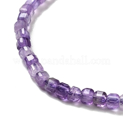 天然石アメジストビーズ連売り  多面カット  キューブ  2.5x2.5x2.5mm  穴：0.7mm  約170個/連  14.5~14.7インチ（37~37.5cm）&nbsp;G-D467-A06