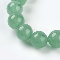 天然石グリーンアベンチュリンビーズ連売り  染め＆加熱  ラウンド  薄緑  10mm  穴：1mm&nbsp;G-G099-10mm-17