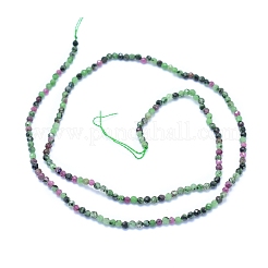 天然石ルビーインゾイサイトビーズ連売り  多面カット  ラウンド  2mm  穴：0.6mm  約212個/連  15.75インチ（40cm）&nbsp;G-I279-E02-01