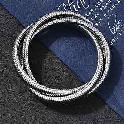 304ステンレススチールストレッチブレスレット  女性用クロスブレスレット  ステンレス鋼色  3/8インチ（1cm）  内径：3インチ（7.5cm）&nbsp;BJEW-A031-01B-P