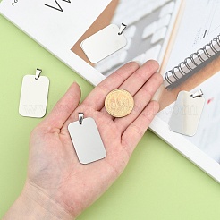 変色防止長方形タグペンダント  ステンレスペンダント201個  ステンレス鋼色  40x25x1.5mm  穴：4~5.5x8.5~10mm&nbsp;LS-STAS-H061-04
