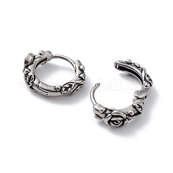 変色しない304ステンレススチール製ローズフープピアス（女性用）  ステンレス鋼色  14x16.5x5.5mm  ピン：1mm&nbsp;EJEW-F312-01AS