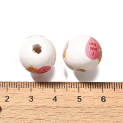 Valentine's Day Element Printed Wood Beads&nbsp;WOOD-R002-01-12