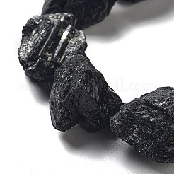 生の粗い天然ブラック トルマリン ビーズ 連売り  ナゲット  19~28x15~26x14~22mm  穴：3.7mm  約16個/連  16.73''（42.5センチメートル）&nbsp;G-J388-A12-01