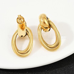 304ステンレススチール製オーバルダングルスタッドピアス  ゴールドカラー  29.5x16mm&nbsp;EJEW-K268-23G