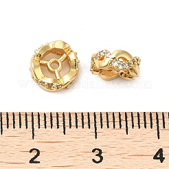 ラックメッキ真鍮製キュービックジルコニアビーズ  長持ちメッキ  鉛フリー＆カドミウムフリー  花  18KGP本金メッキ  8x3mm  穴：1.4mm&nbsp;KK-K349-04G